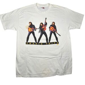 Vintage 1992 Travis Tritt Country Music T-Shirt Hanes XL White 90s Single Stitch